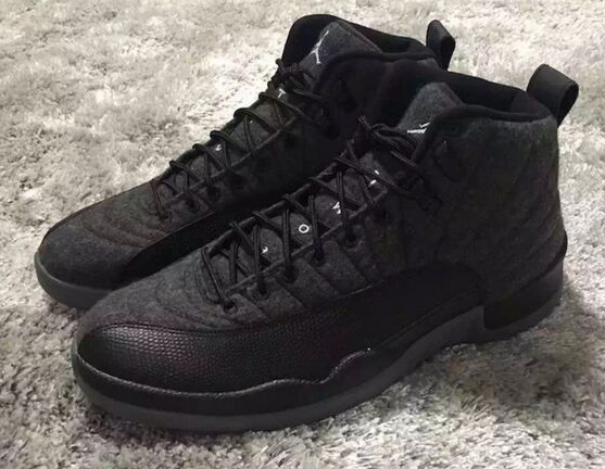 2017 Air Jordan 12 Wool Grey Silver Black Shoes